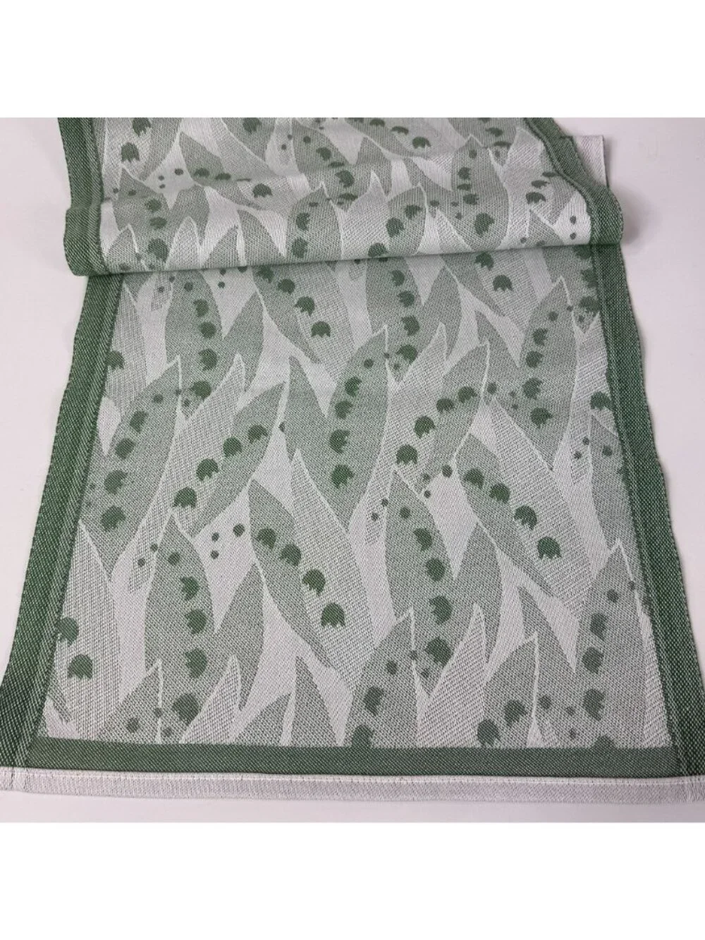 Ekelund Master Weavers Green Lily of a valley Cotton Table Runner 14 X 34 Sweden